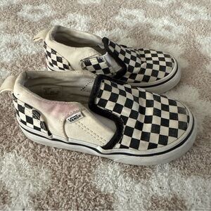 Vans Slip on Sneakers Toddler Size 8 Black White Checkered Classic Skater Punk
